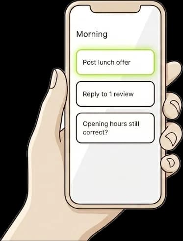 UK restaurant owner using Local Brand Hub marketing dashboard to manage daily tasks